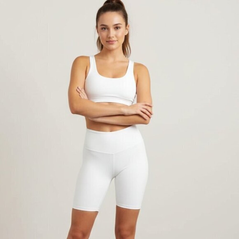 Ryderwear Women's Scrunch Bum Biker Shorts High Waist White Activewear Gym